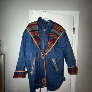 Vintage Denim Jacket with aztec accent